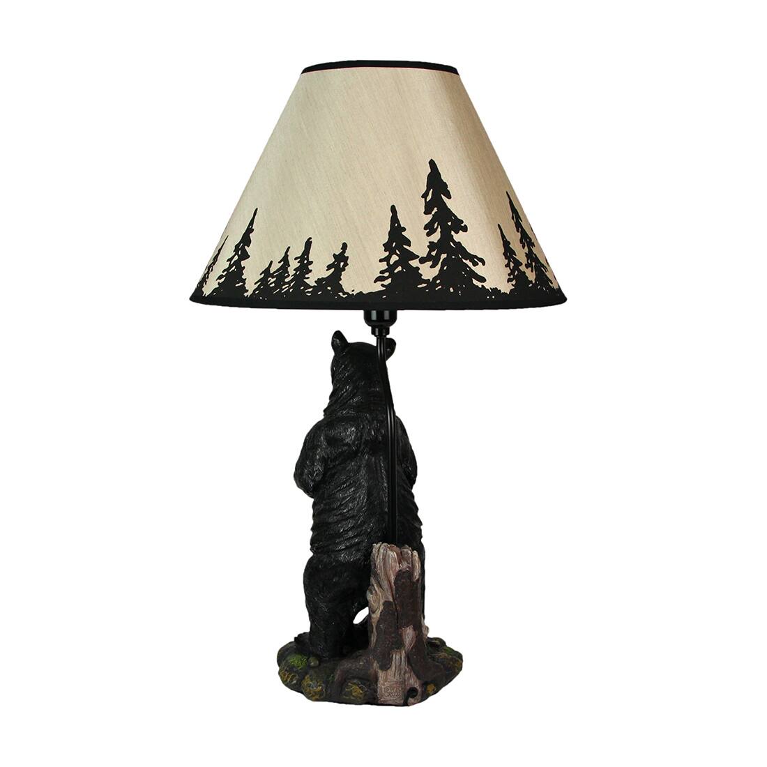 Alt View 7. Zeckos - Standing Grizzly Bear Table Resin Lamp with Silhouette Forest Shade - Brown.