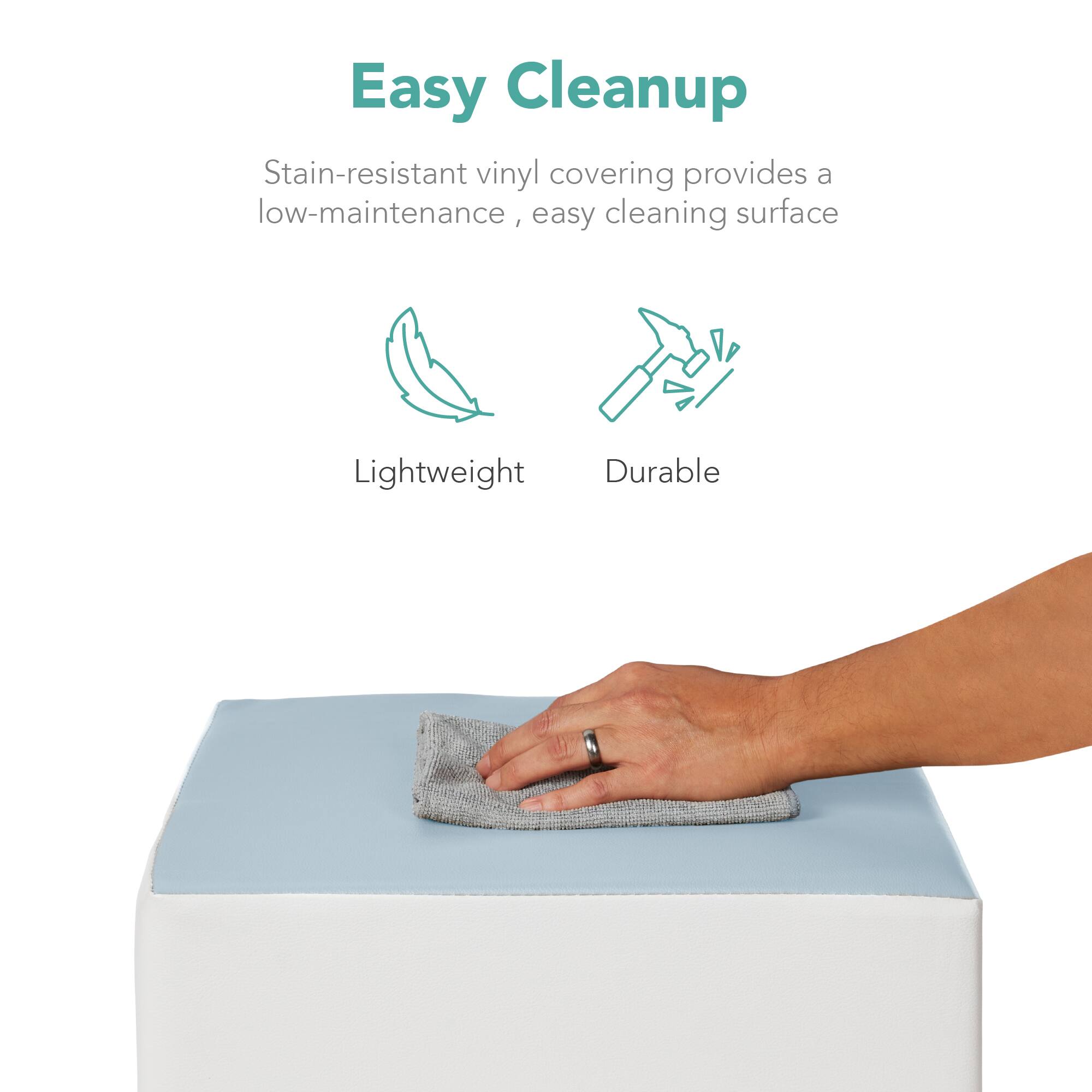 Easy Cleanup

Stain-resistant vinyl covering provides a low-maintenance, easy cleaning surface

Lightweight

Durable