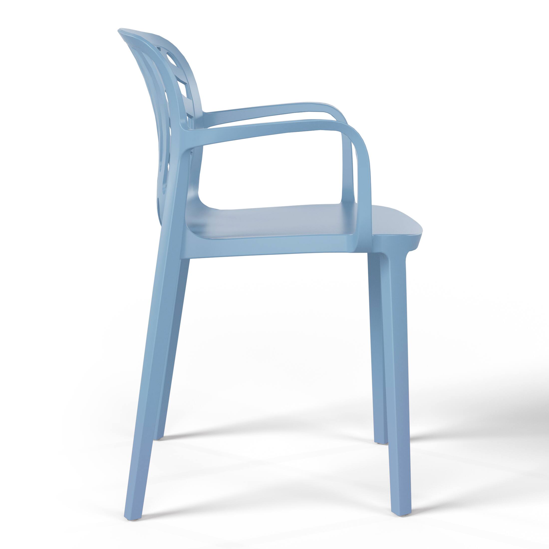 Left. WestinTrends - WestinTrends Playa 7-Piece Outdoor Metal Rectangle Patio Dining Table Set With Stackable Resin Patio Dining Chairs - French Blue.