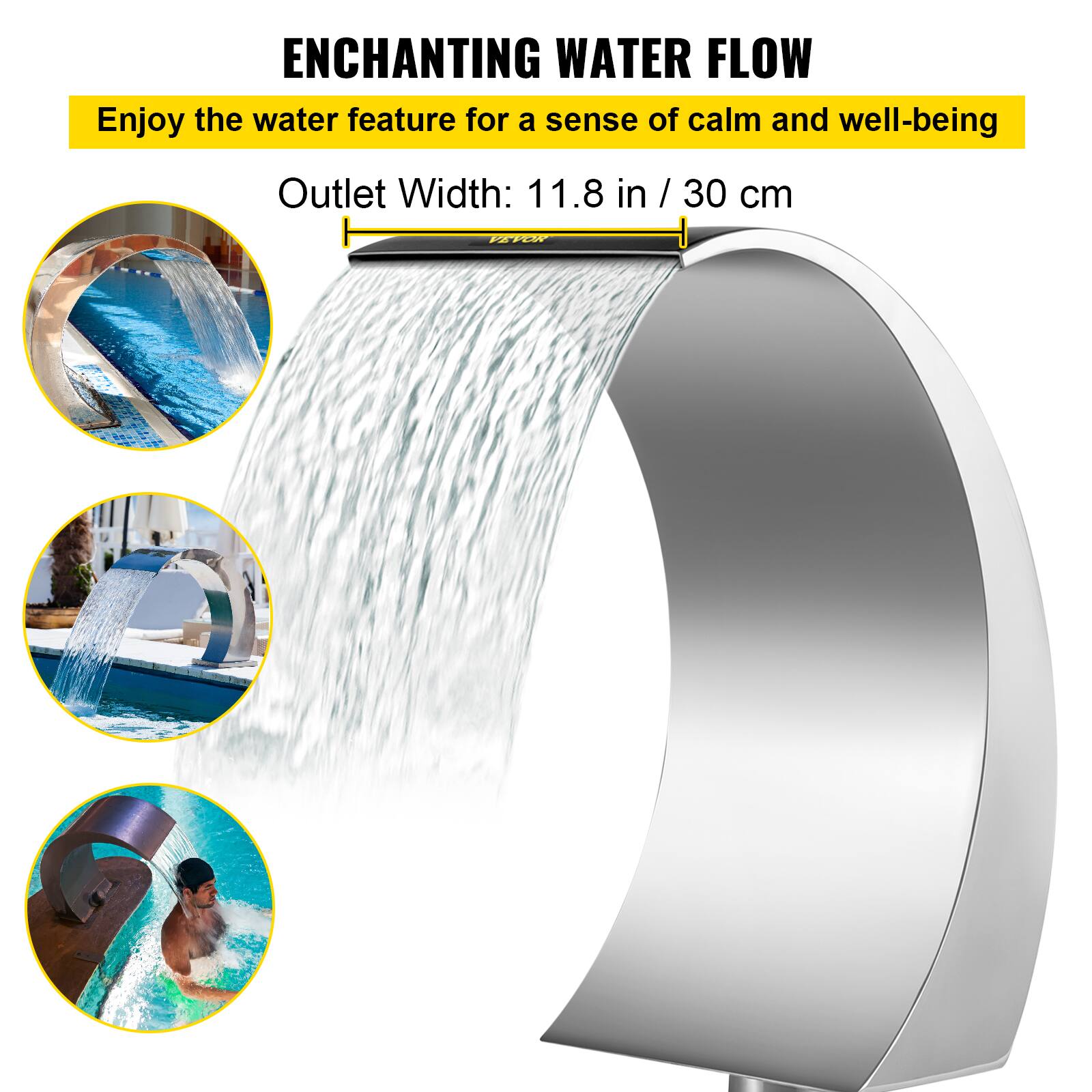 ENCHANTING WATER FLOW  
Enjoy the water feature for a sense of calm and well-being  
Outlet Width: 11.8 in / 30 cm