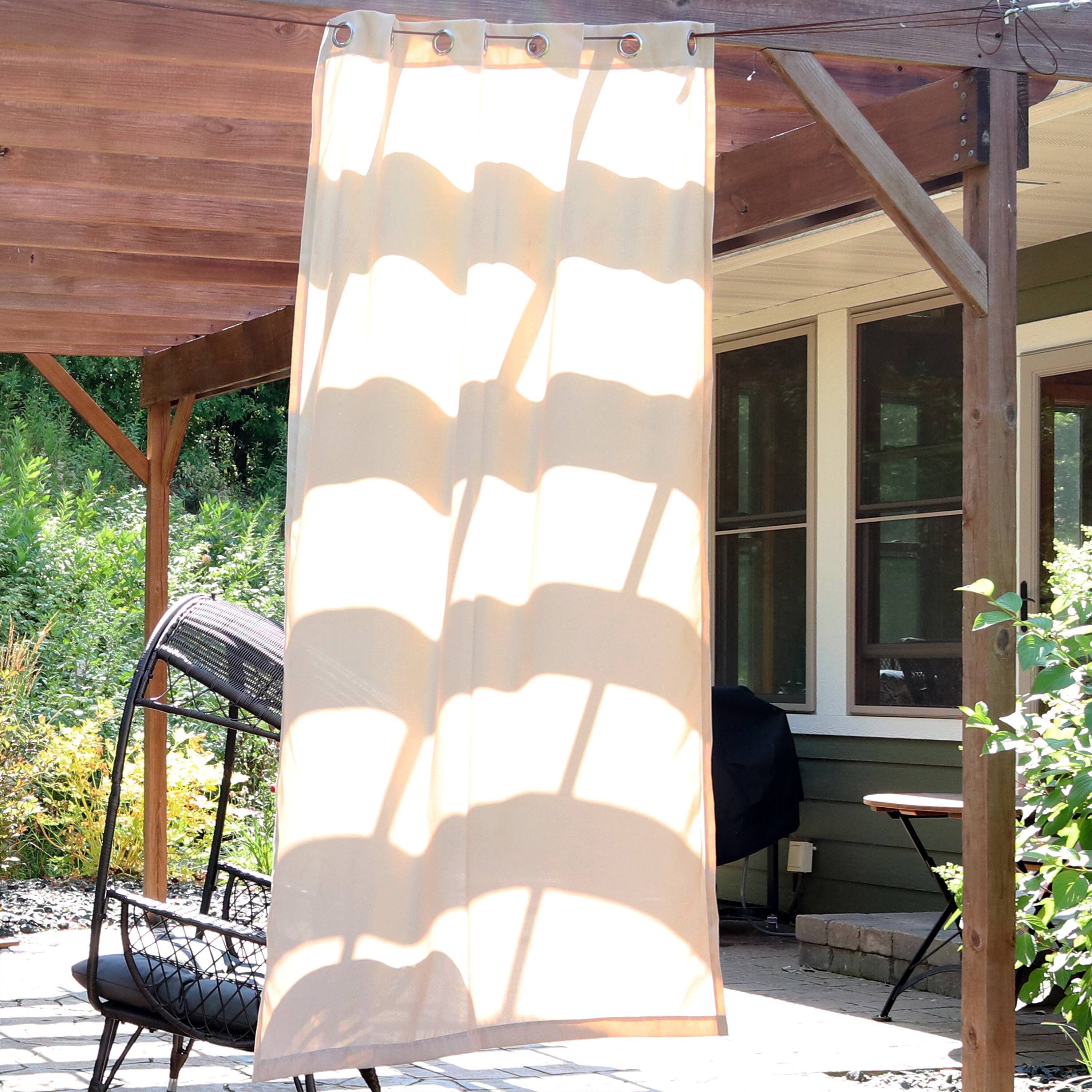 Alt View 1. Sunnydaze - Modern Outdoor Curtain Panel - 52 in x 96 in - Beige.