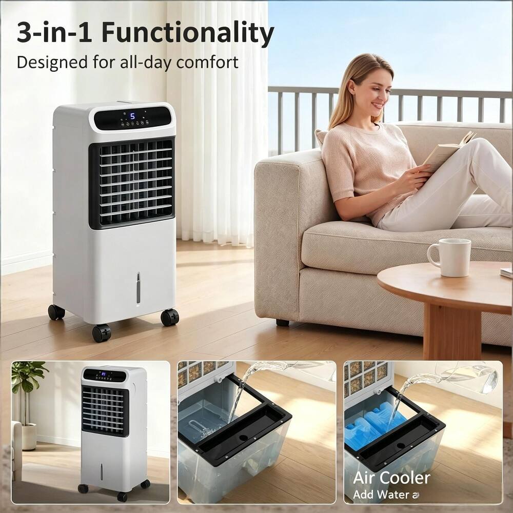 3-in-1 Functionality  
Designed for all-day comfort  

Air Cooler  
Add Water