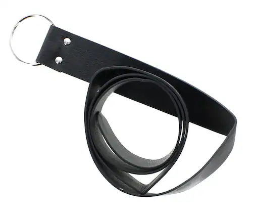 Front. Charades - 60" Faux Leather Belt Adult Costume Accessory - Black.