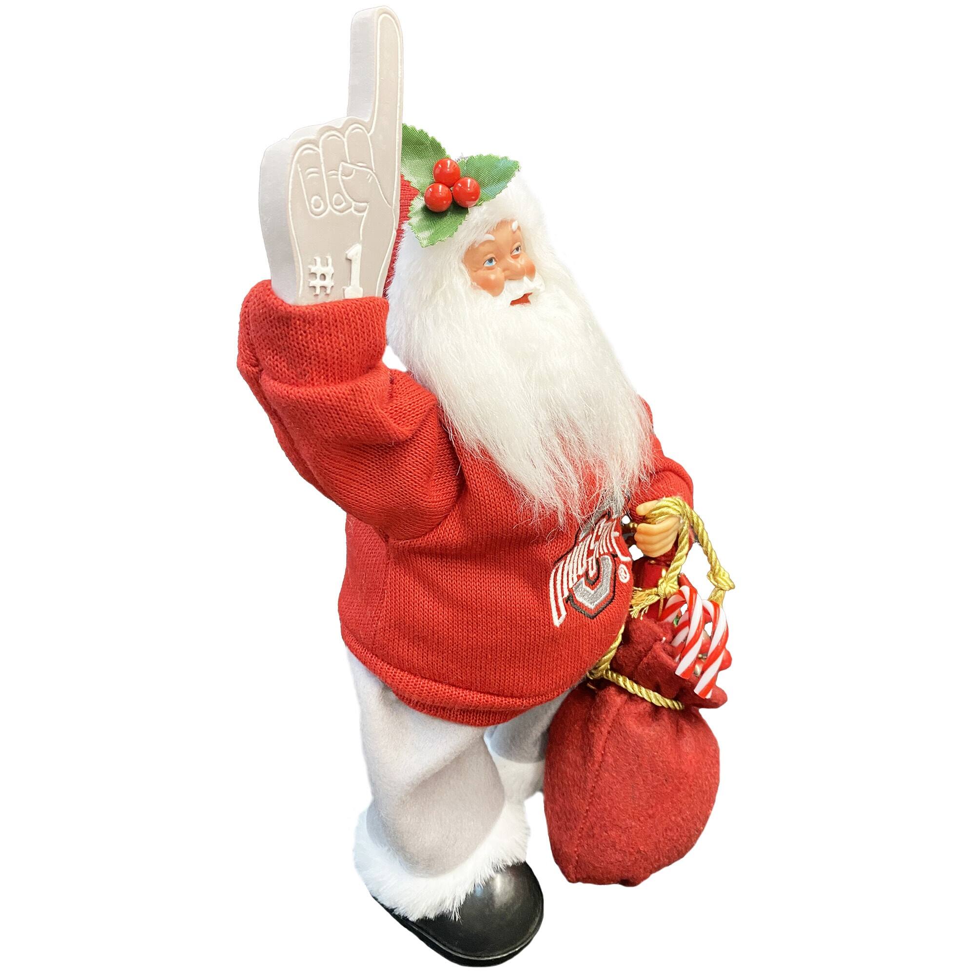 Alt View 3. Santa's Workshop - Ohio State Buckeyes 12" Animated Musical Santa - Red.