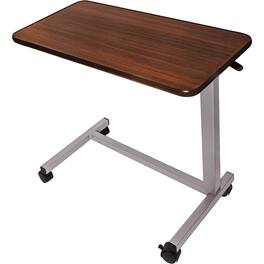 ZUQIETA - Professional Overbed Table - Medical Adjustable Height with Wheels for Hospital & Home Use - Walnut Brown