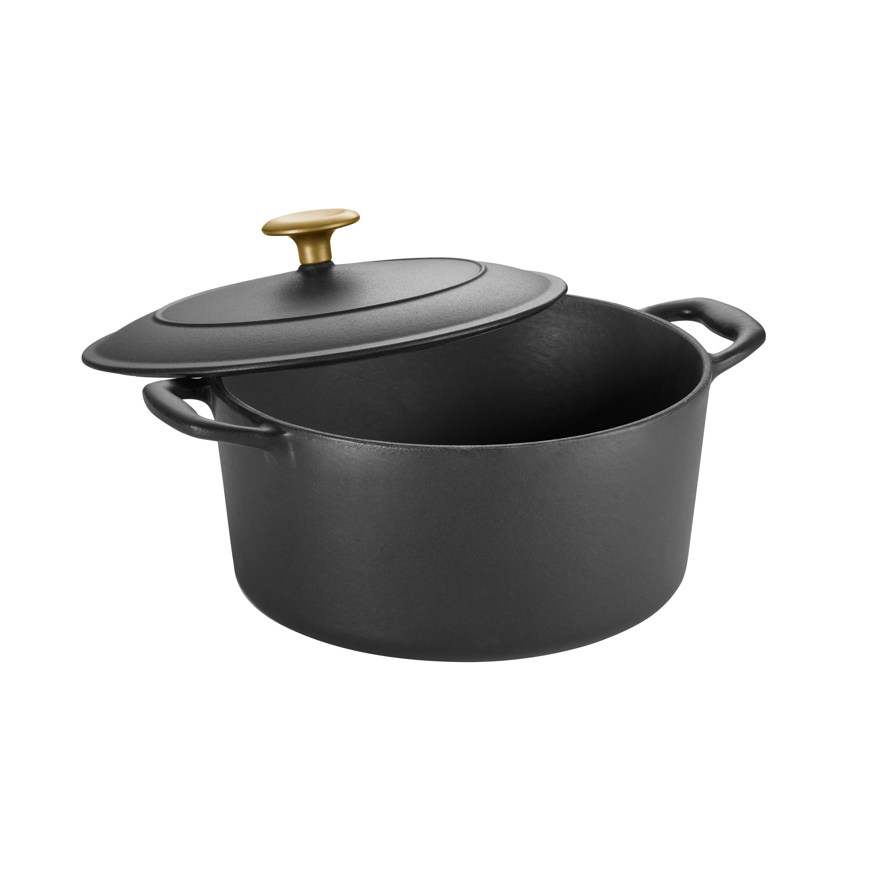 Left. Tramontina - 5.5Qt Round Covered Dutch Oven - Black.