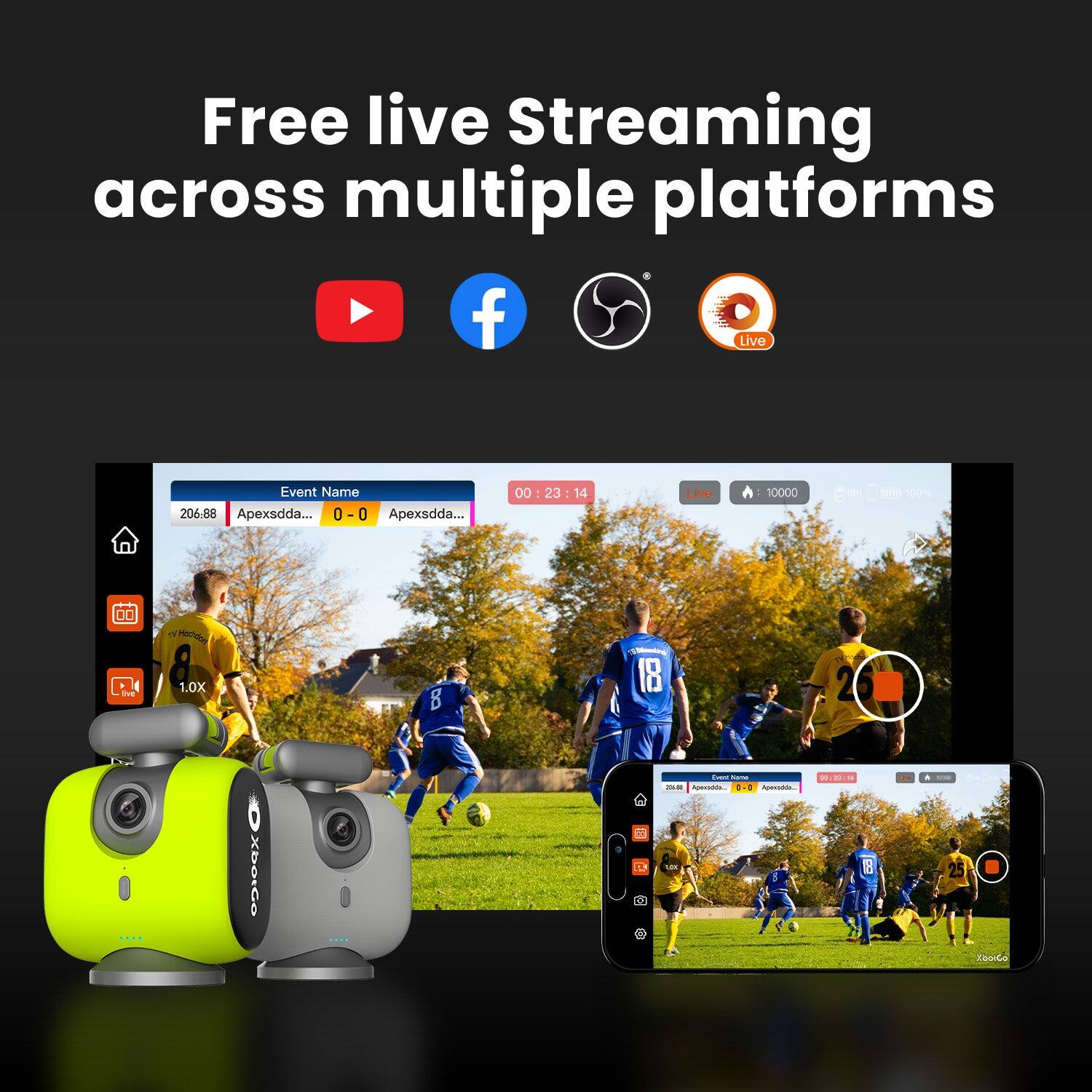 Free live Streaming across multiple platforms

Live Event Name: 206:88 Apexsdda... 0-0 0 0 Apexsdda... 00 . 23 . 14

Live A 10000 2 - 100% Fom I Mera 8 1.0X 8 - 18 2 XbolGo

9 - / - ... - -- 2:80:3 - B - I ioorCo