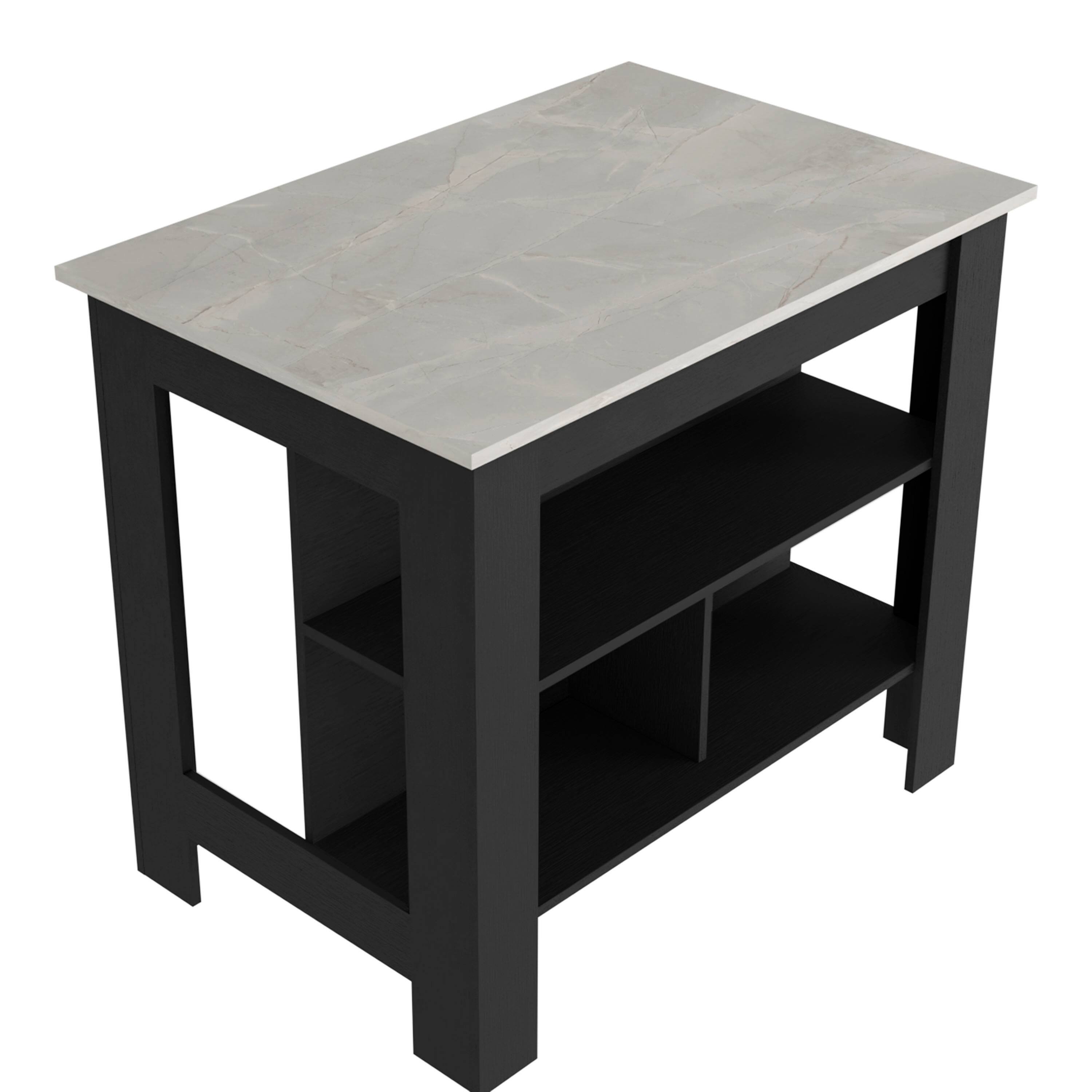 Alt View 1. Spaco - Spaco Kitchen Island with 3 Storage Shelves, 40.5" Spacious Top and Easy Assembly, for Kitchen Dinning Room - White+Black.