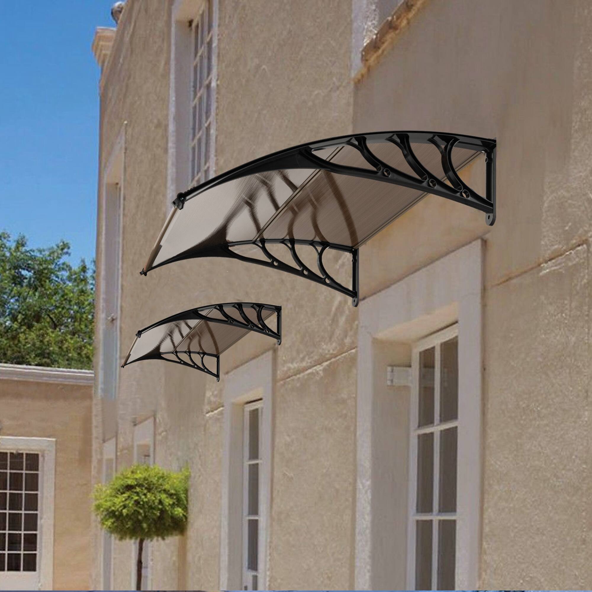Alt View 1. Costway - Costway 40'' x 40'' Patio Awning Canopy Outdoor Window Door Overhang Rain Snow Protection - Coffee.