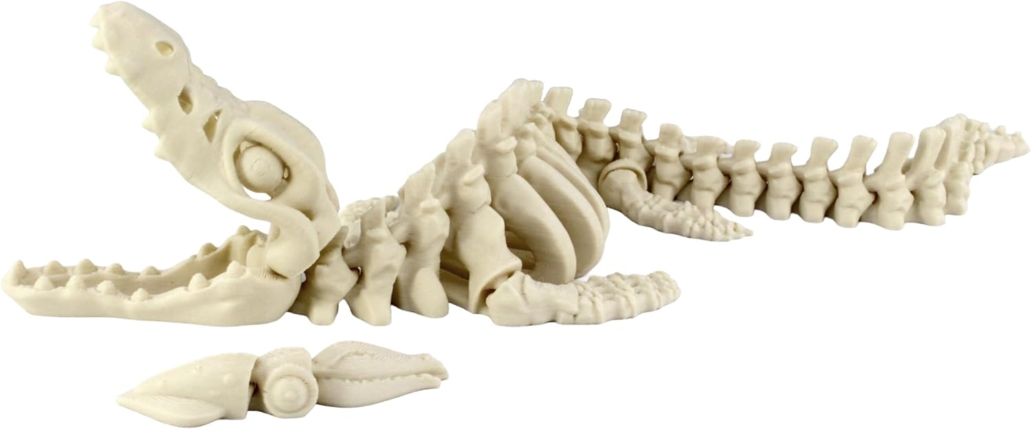 Alt View 1. JuzToys - 3D Printed Skeleton Mosasaurus, Prehistoric Collectible Articulating Dinosaur Figurine Desk Decoration White by PowerTRC - White.