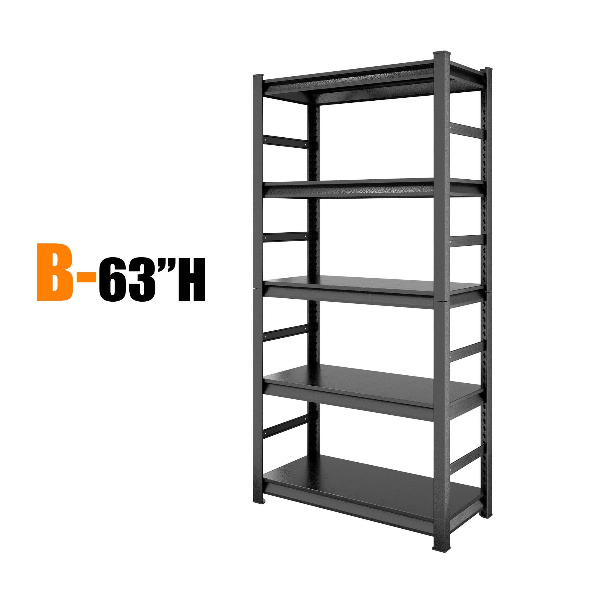 Front. Lirago - 5-Tier Freestanding Shelving Units 2000LBS Capacity Utility Storage Shelves Metal Storage Shelves - Black.