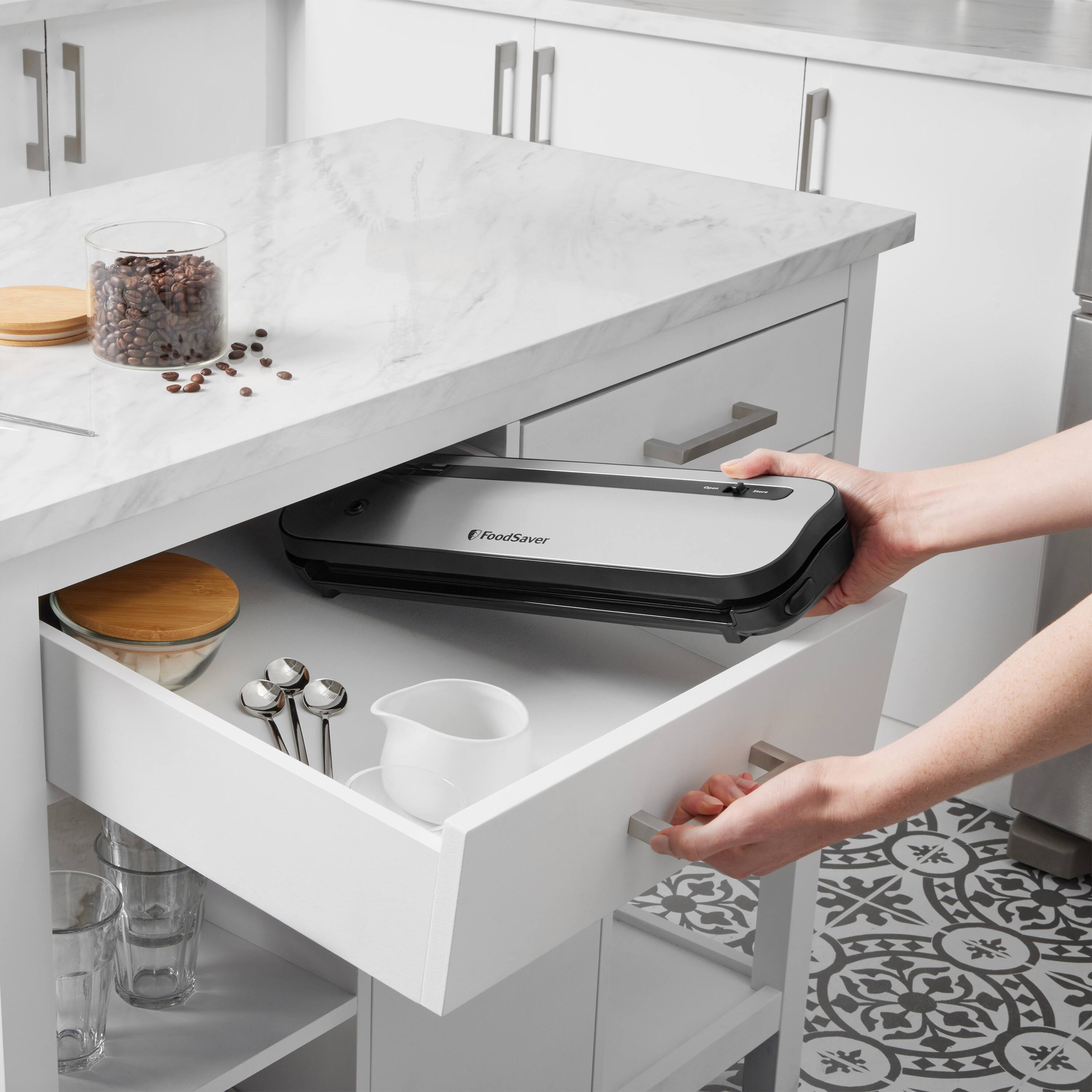 Angle. FoodSaver - Space-Saving Vacuum Sealer with Bags and Roll - Silver.