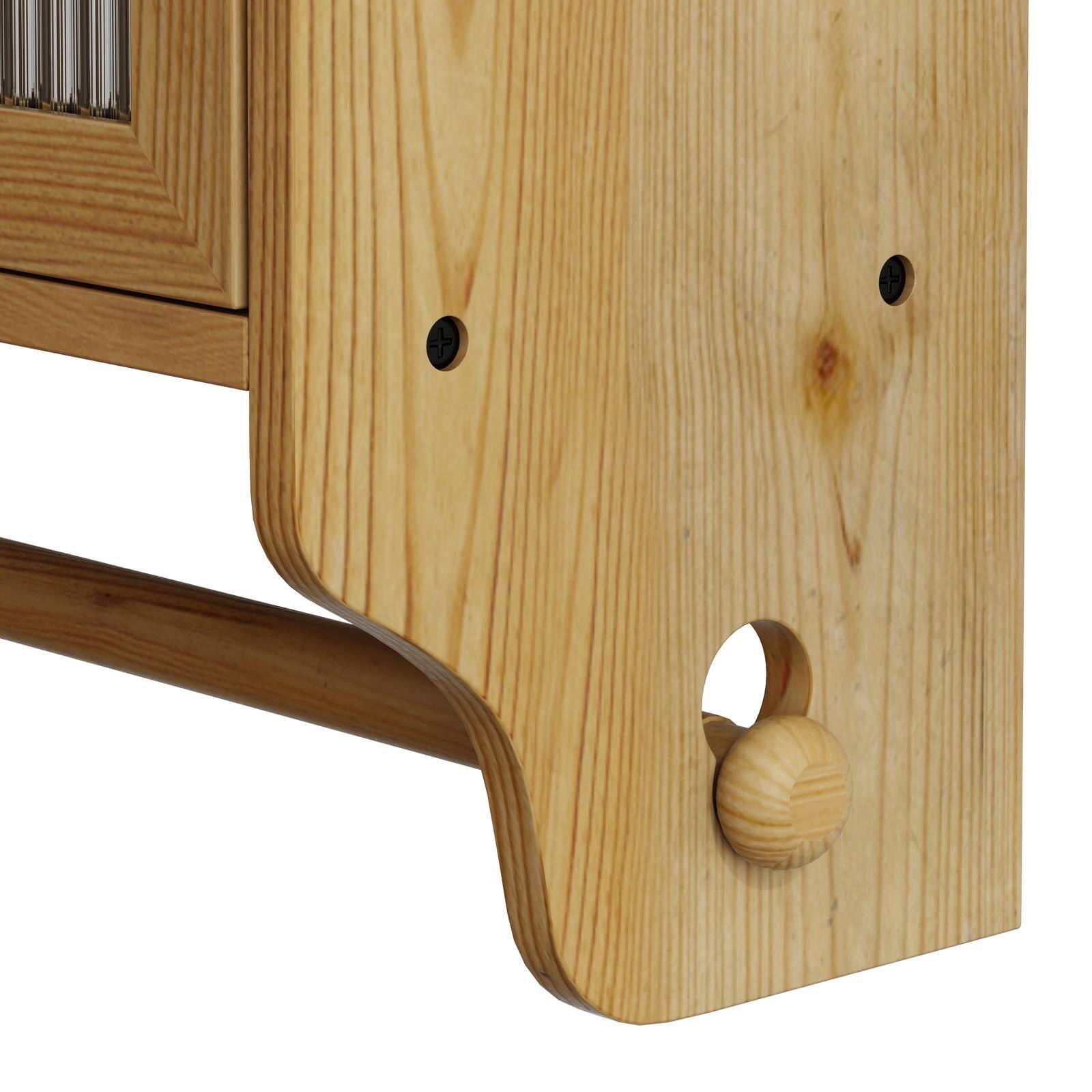 Alt View 4. Spaco - Spaco 24.8" Wall Cabinet with Glass Doors, Vintage Double Door Storage Cabinet with Three Tier Shelves and Towel Rack - Natural.