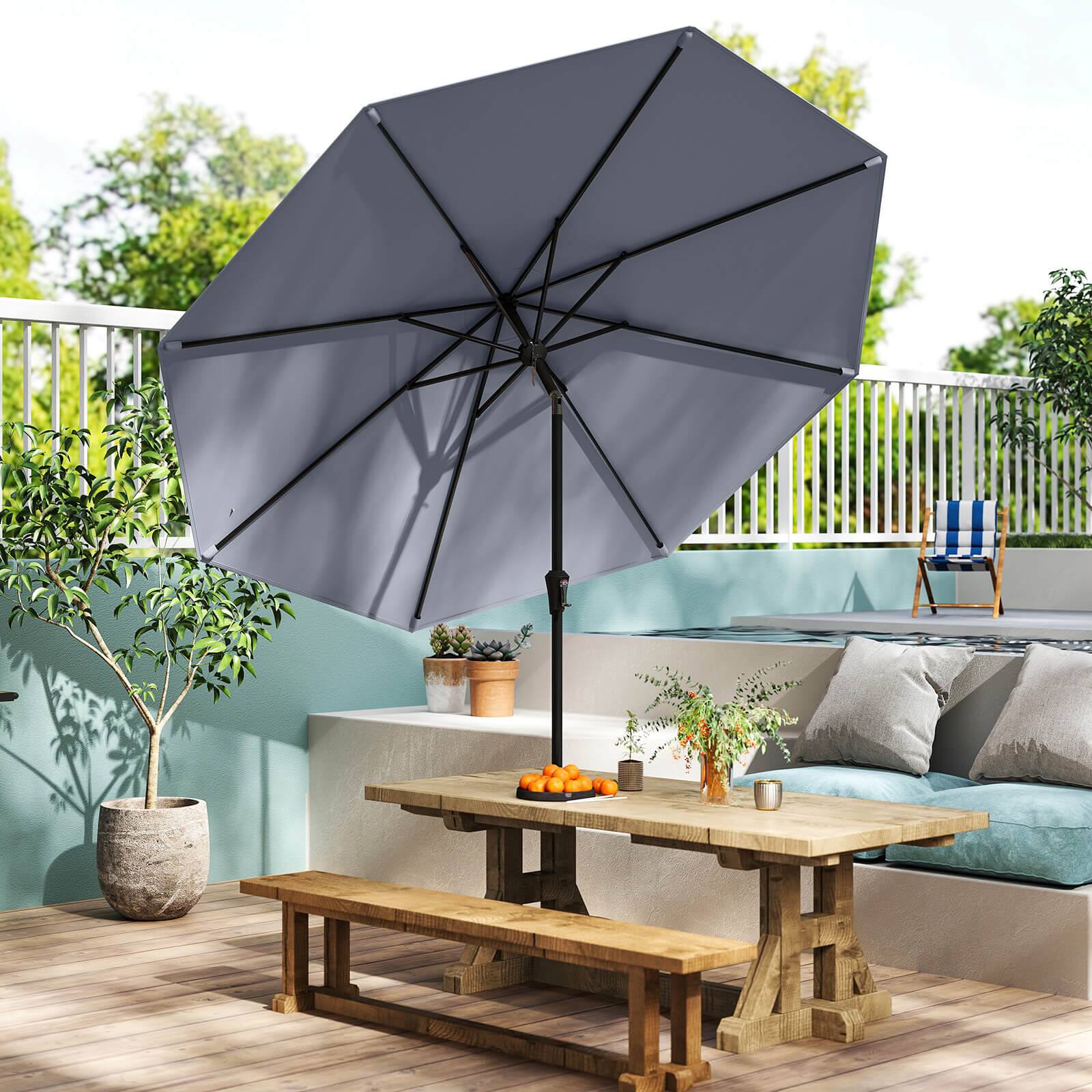 Alt View 1. Costway - Costway Patio Umbrella with Push Button Tilt, Crank Handle, 8 Sturdy Ribs for Patio, Garden - Gray.