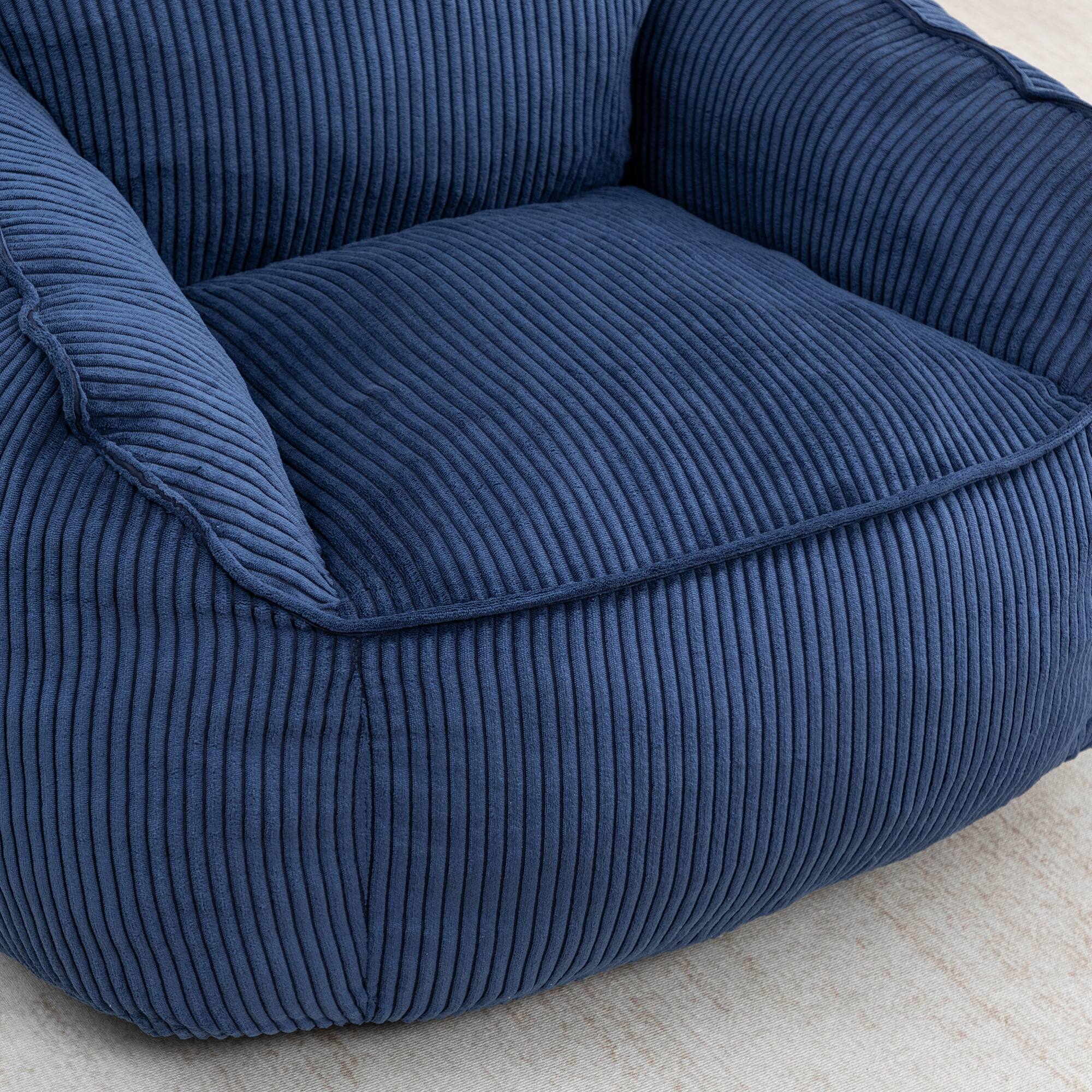 Alt View 8. GOODSILO - Large Corduroy Bean Bag Sofa Chair with Armrests and Included Filler for Living Room and Bedroom - Dark Blue.