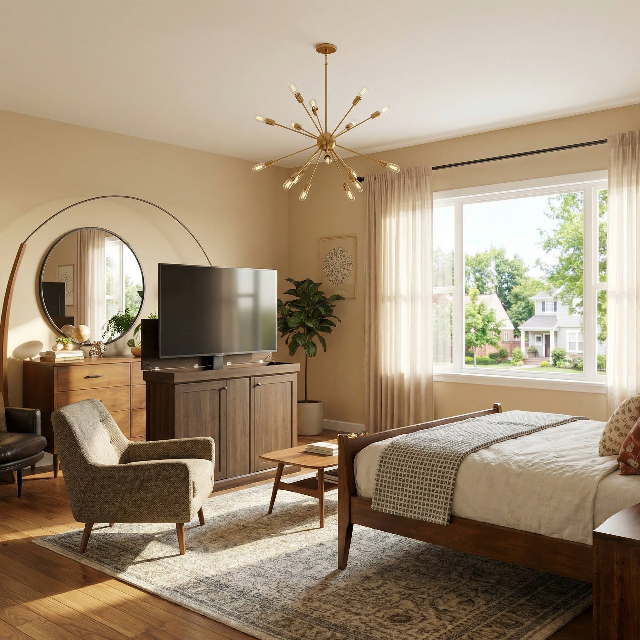 Alt View 6. Famapy - Smart Lift TV Cabinet for Up to 50 Inch TV, Remote Control Media Console with Hidden Storage Entertainment Center - Brown.