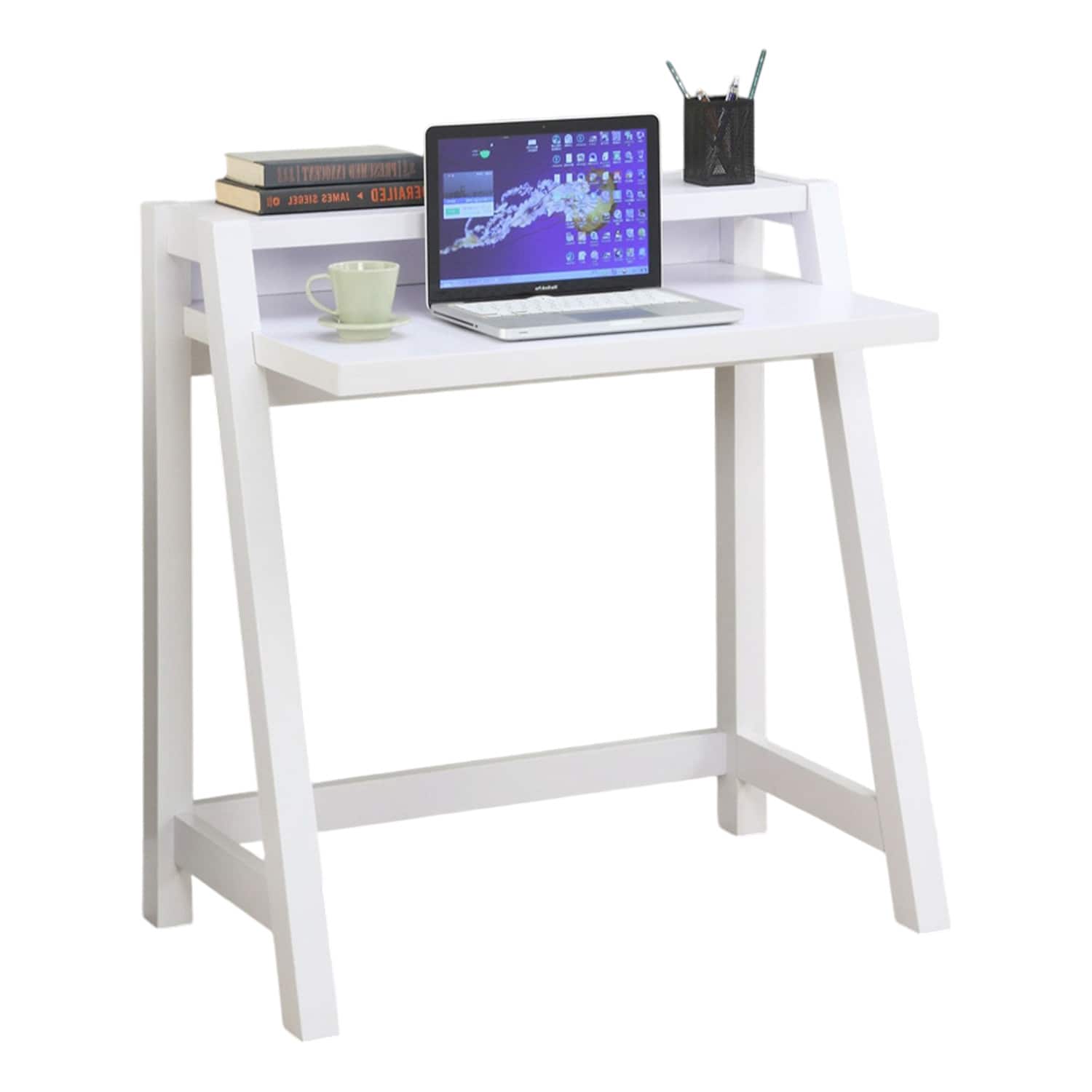 SlickBlue - Modern Minimalist Compact Laptop Desk for Home or Office - White
