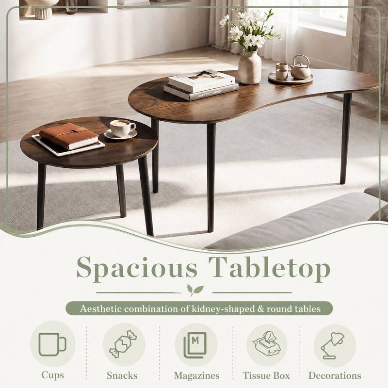 CARRYCOMING

Spacious Tabletop

Aesthetic combination of kidney-shaped & round tables

- Cups
- Snacks
- Magazines
- Tissue Box
- Decorations