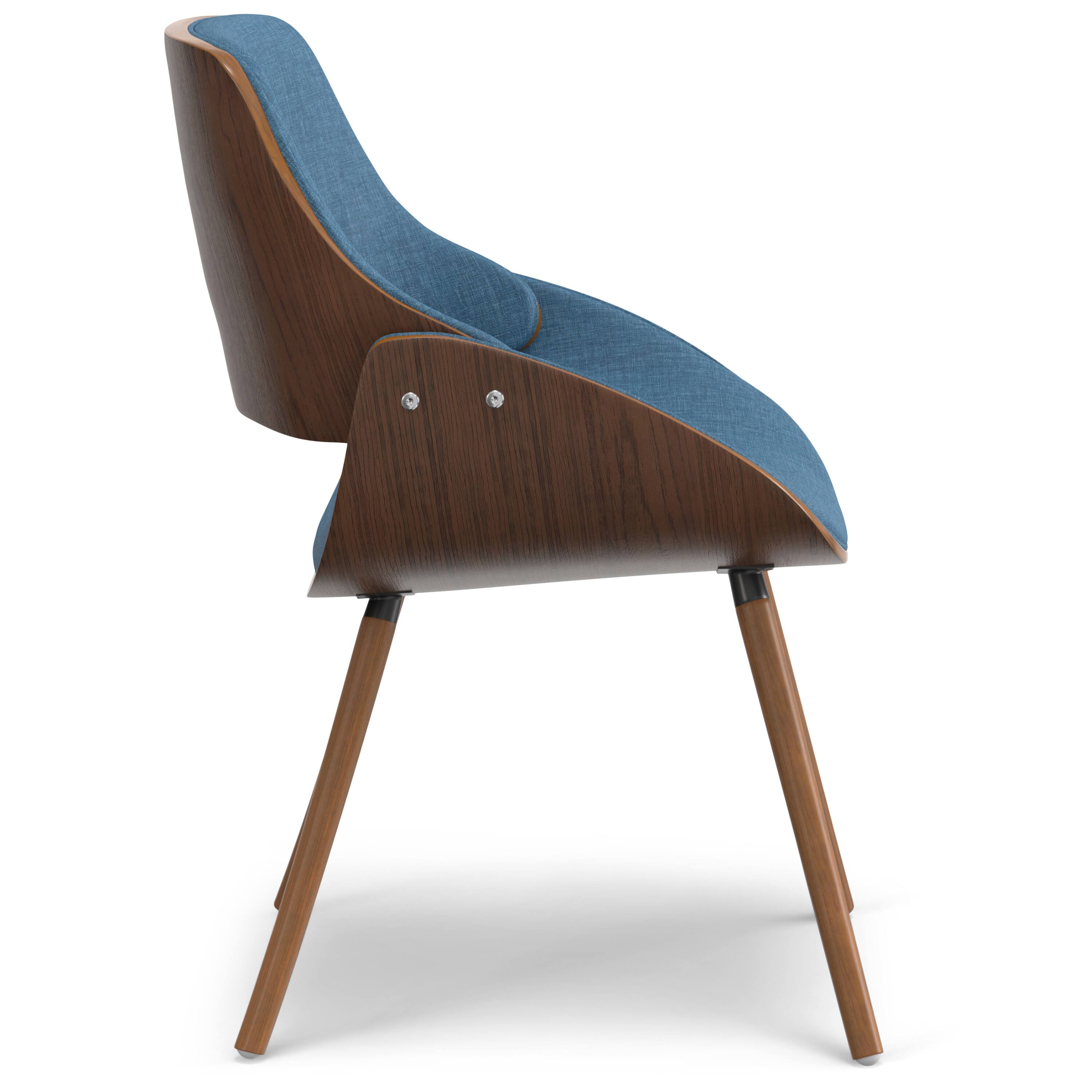 Alt View 1. Simpli Home - Malden Bentwood Dining Chair with Wood Back in Blue Linen Look Fabric - Blue.
