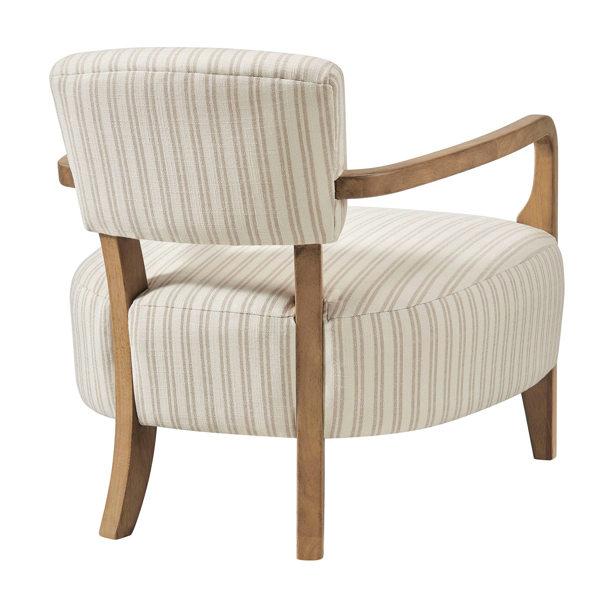 Alt View 3. Modway - Zinnia Striped Fabric Upholstered Accent Chair by Modway - Oatmeal Stripe.