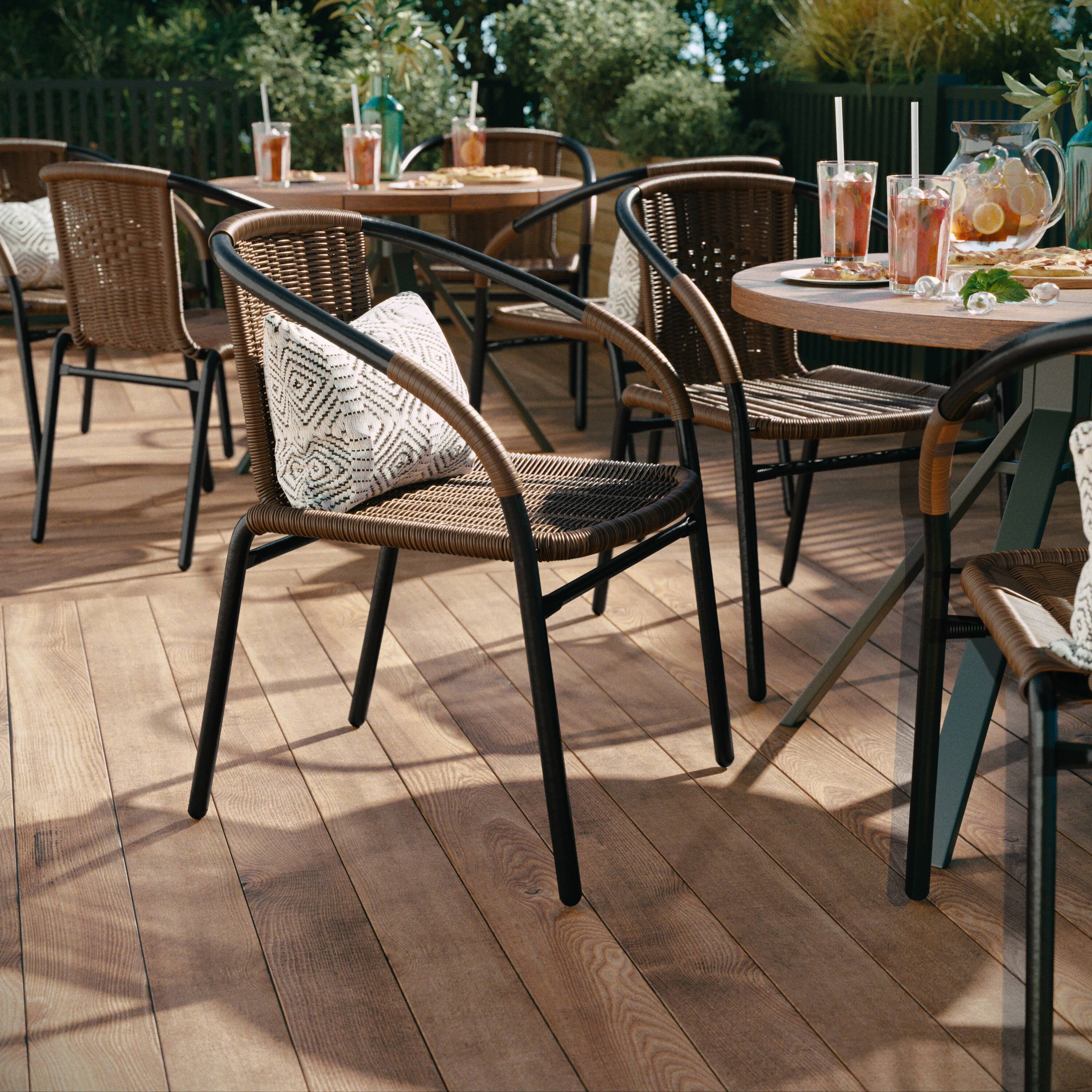 Alt View 5. Emma + Oliver - 2 Pack Rattan Indoor-Outdoor Restaurant Stack Chair with Curved Back - Medium Brown.
