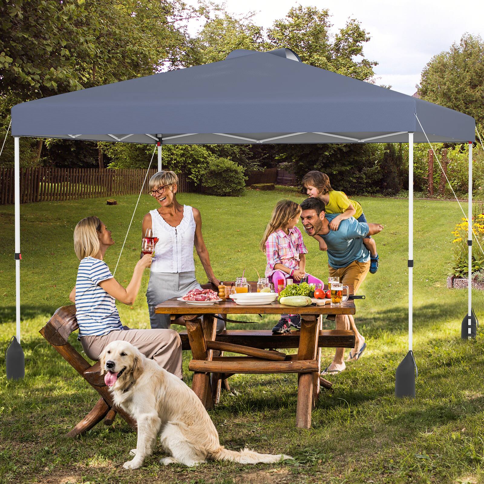 Alt View 4. Gymax - Gymax 10 X 10 FT Pop up Canopy Tent w/ 1 Sidewall Wheeled Bag 8 Stakes & 4 Wind Ropes Gray - Gray.