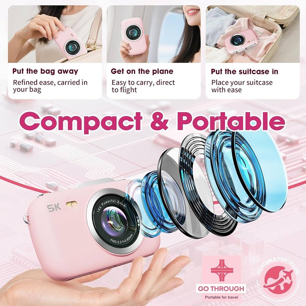 - Put the bag away  
  Refined ease, carried in your bag

- Get on the plane  
  Easy to carry, direct to flight

- Put the suitcase in  
  Place your suitcase with ease

- Compact & Portable

- 5K powerful Zoom  
  18X FNO 2.2

- GO THROUGH  
  Portable for travel