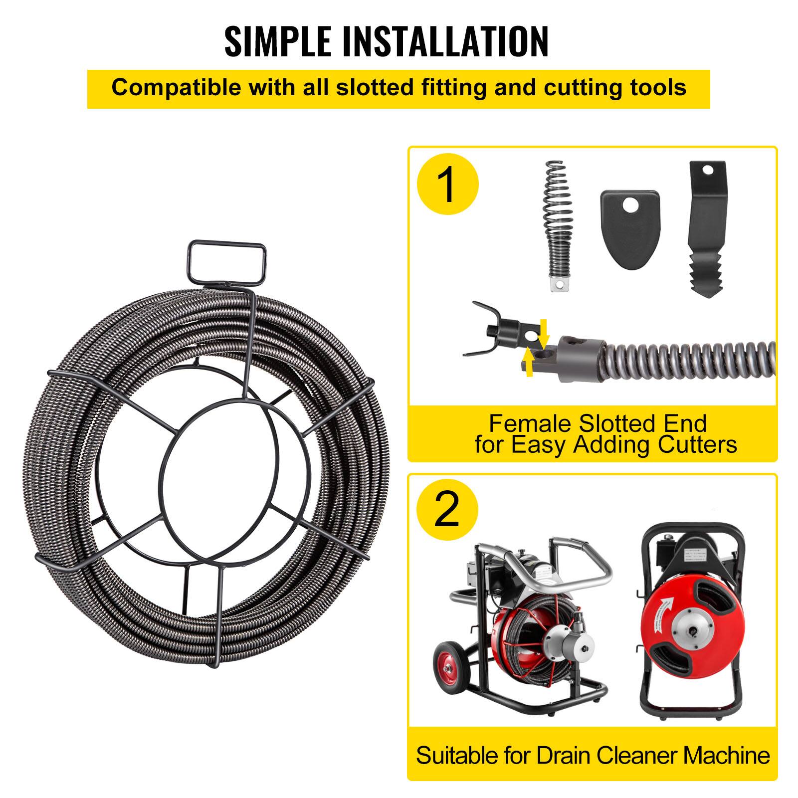 SIMPLE INSTALLATION  
Compatible with all slotted fitting and cutting tools  
1 Female Slotted End for Easy Adding Cutters  
2 Suitable for Drain Cleaner Machine