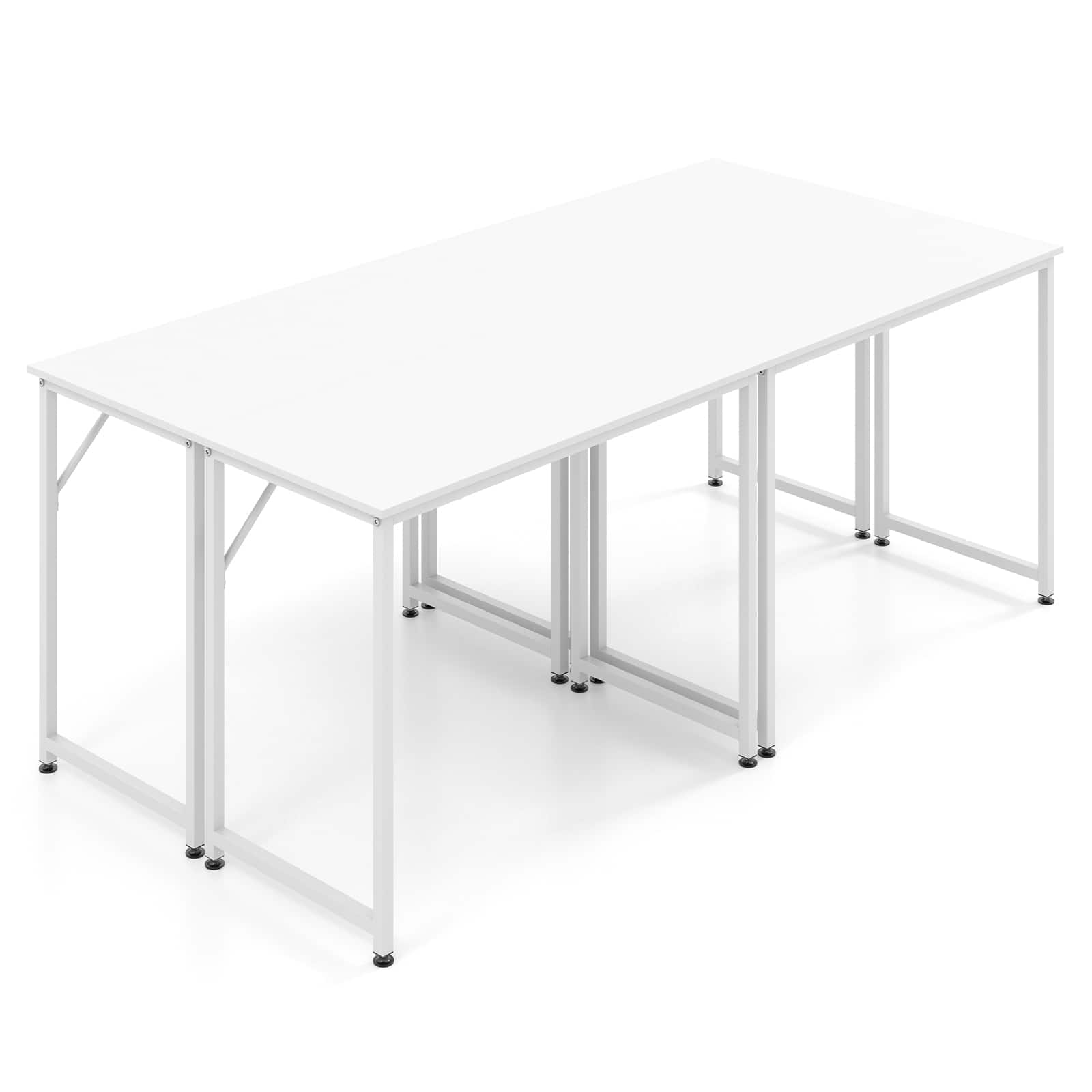 Costway - Set of 4 Conference Tables Rectangular Meeting Room Table for School or College Boardroom Desk - White