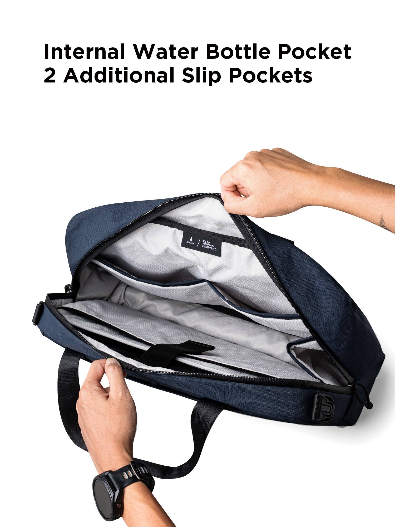 Internal Water Bottle Pocket  
2 Additional Slip Pockets