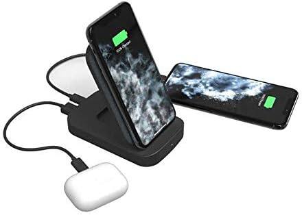 Alt View 1. mophie - Mophie Wireless Power station Stand 10W + 8K mah +USB-C Power Delivery - Color: Black - Black.
