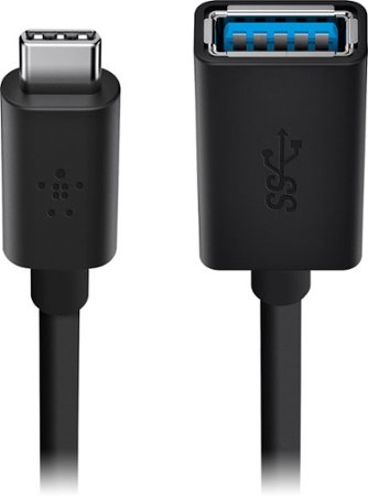 Belkin - USB-C to USB 3.0 Adapter with Charging and Data Transfer, Compatible with Apple and Chromebook Devices 5-Inch - Black