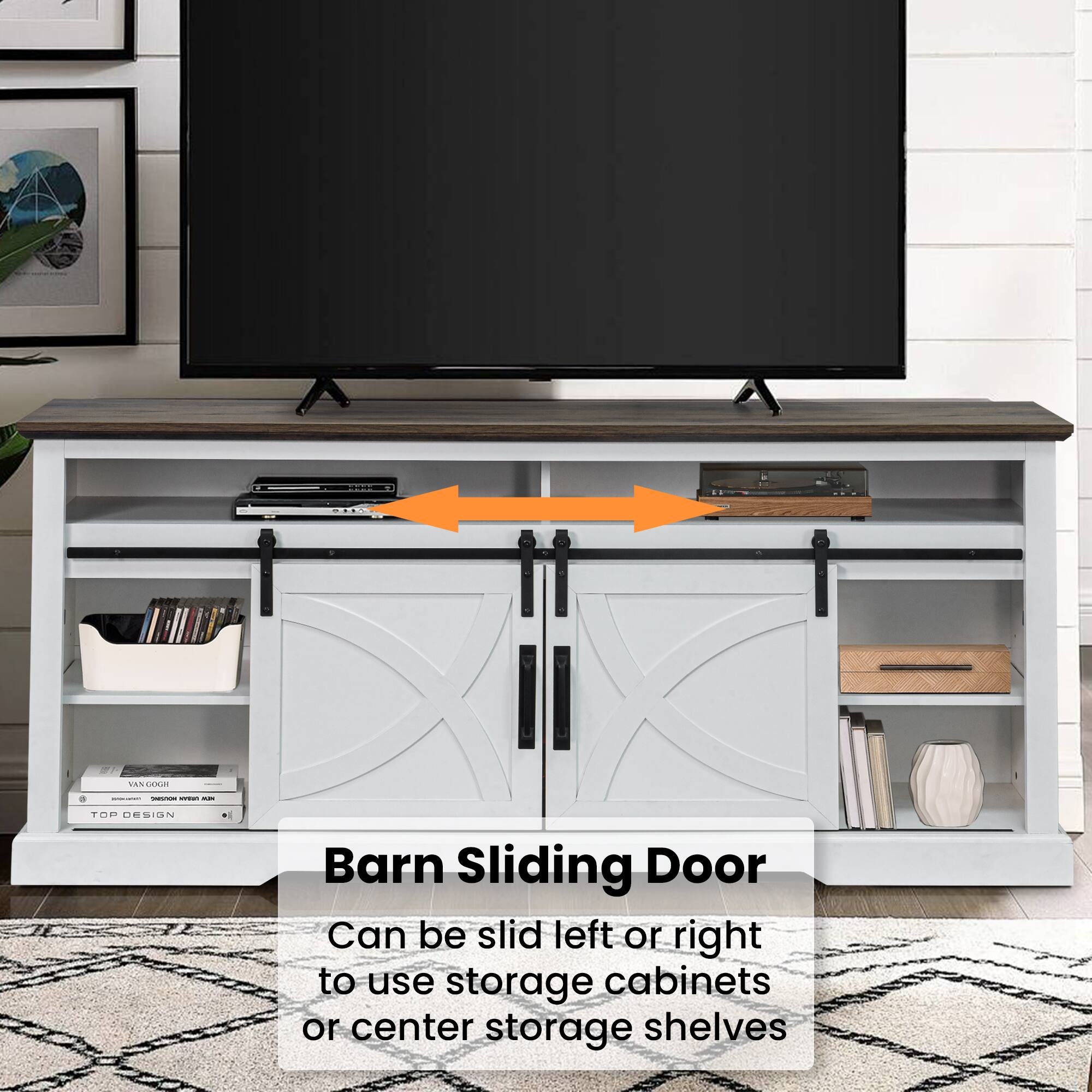 Barn Sliding Door

Can be slid left or right to use storage cabinets or center storage shelves