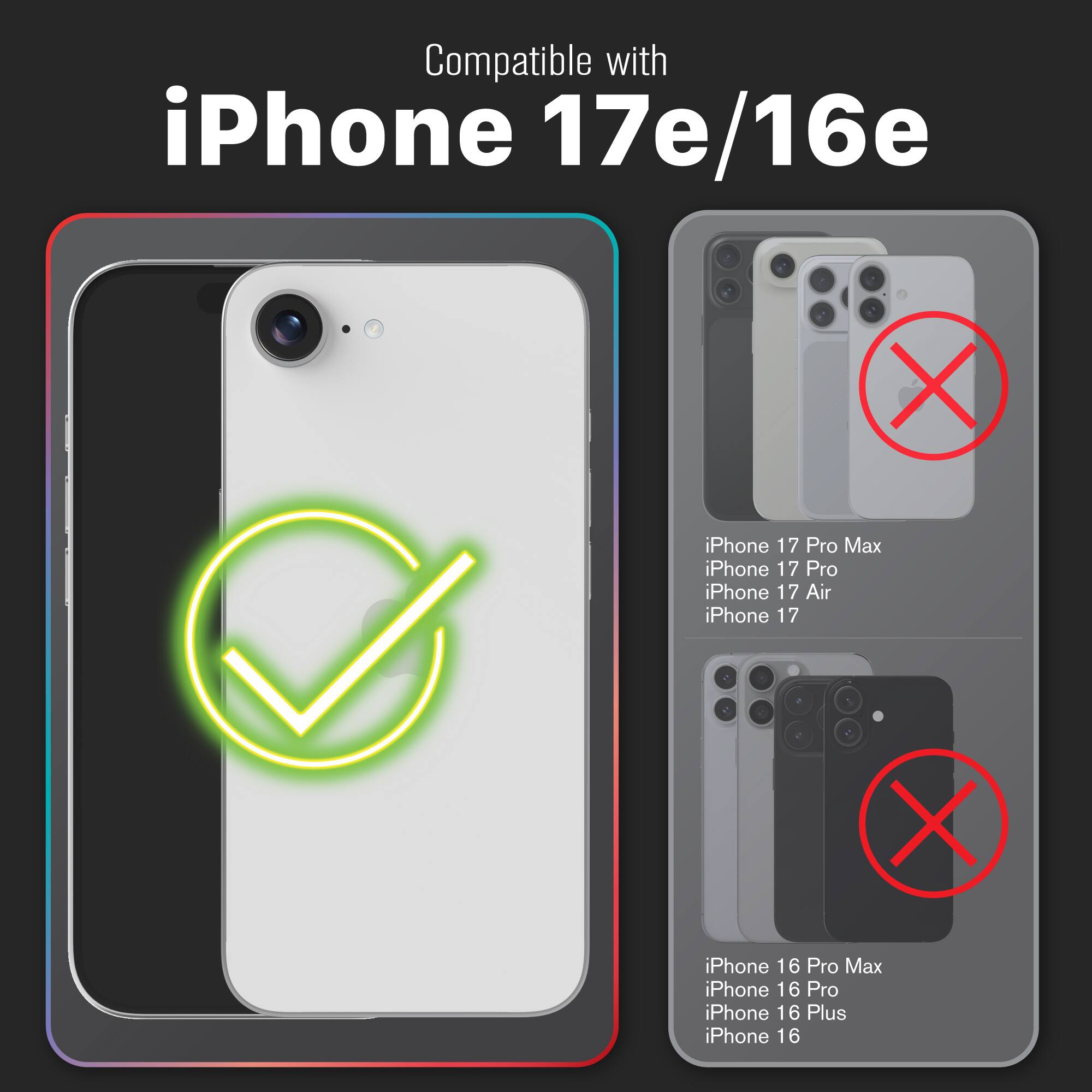 Compatible with iPhone 17e/16e, iPhone 17 Pro Max, iPhone 17 Pro, iPhone 17 Air, iPhone 17, iPhone 16 Pro Max, iPhone 16 Pro, iPhone 16 Plus, iPhone 16