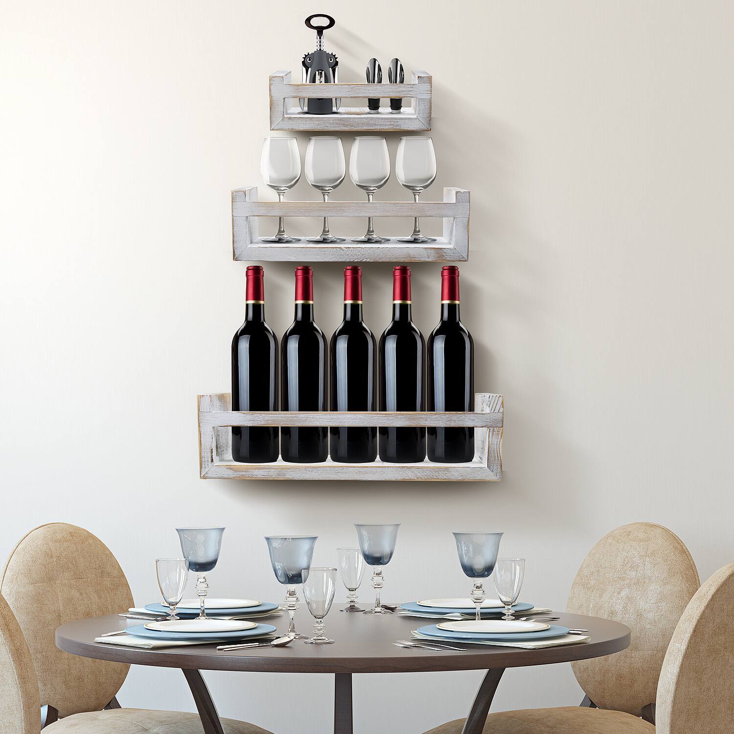 Alt View 2. Sorbus - Sorbus Floating Shelves - Rustic Floating Book Shelves Wall Mount Wooden Hanging Ledge Storage - Gray.