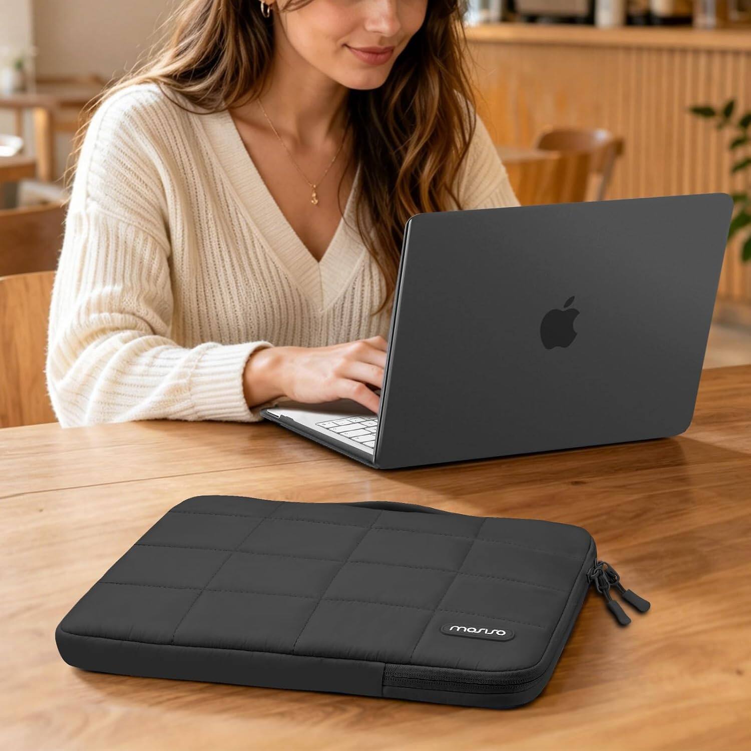 Alt View 3. mosiso - For MacBook Neo 13-Inch 2026 A3404 A18 Pro Chip, Protective Hard Shell&Puffy Sleeve Bag&Keyboard Skin&Screen Film&Type C - Crystal Black.