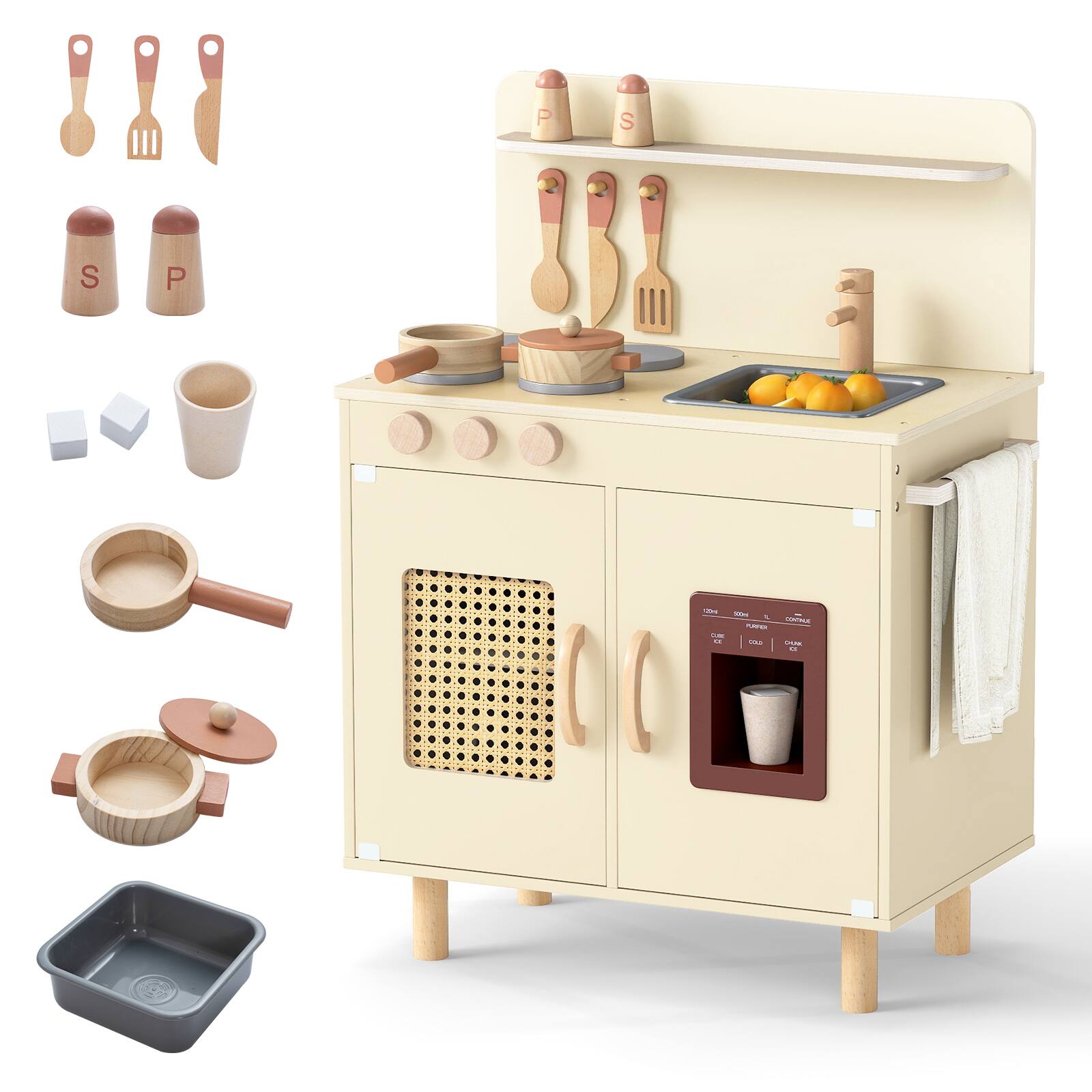 Gymax - Play Kitchen w/Realistic Ice Maker Stove Accessories & Water Sink Storage - Yellow price history on PriceWatchPro