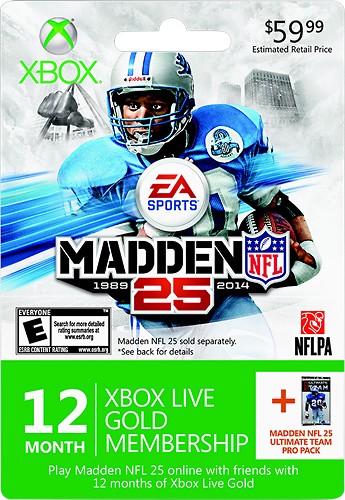  Microsoft - Xbox Live 12-Month Gold Membership Card - Madden NFL 25