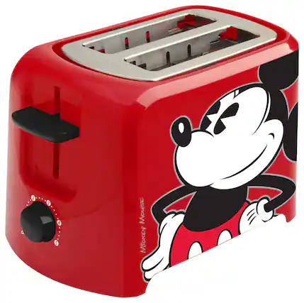 Angle. Disney - Mickey Mouse 2-Slice Toaster - Red/White.