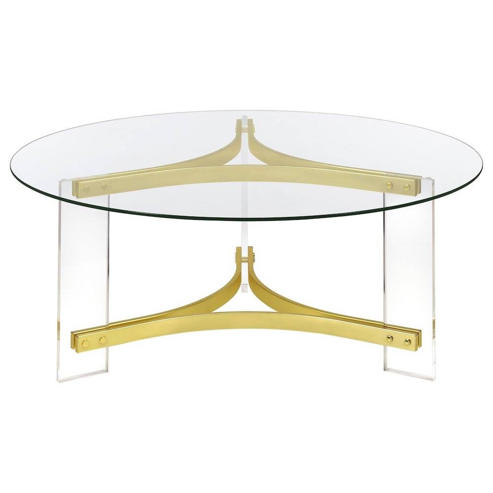 Alt View 4. Coaster Co. of America - Janessa 3-piece Acrylic Coffee and End Table Set Matte Brass - Clear.