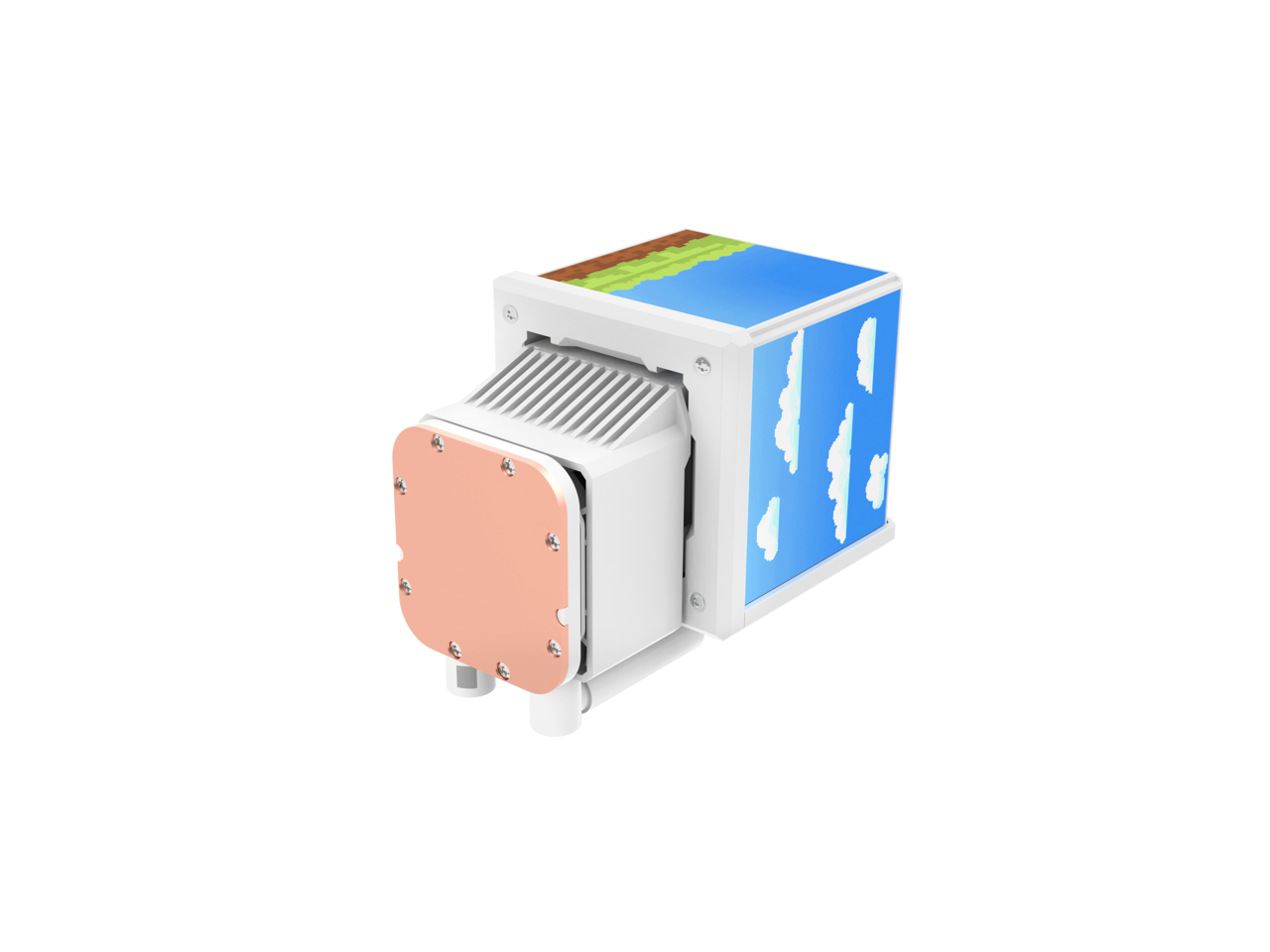 Alt View 6. Thermaltake - Thermaltake MINECUBE 360 Ultra CPU Liquid Cooler, 3x120mm ARGB Fans, 360mm Rad, 4x TFT LCD, Intel/AMD, Snow - Snow.