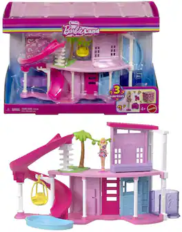 Mattel - Barbie Mini Barbie Land Dreamhouse Including 1.5-Inch Doll, Furniture & Accessories - Collectibles - Multicolor