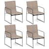 Front. Costway - 4 PCS Outdoor Dining Chairs Patio Furniture Chair with Breathable Seat & Backrest - Brown.