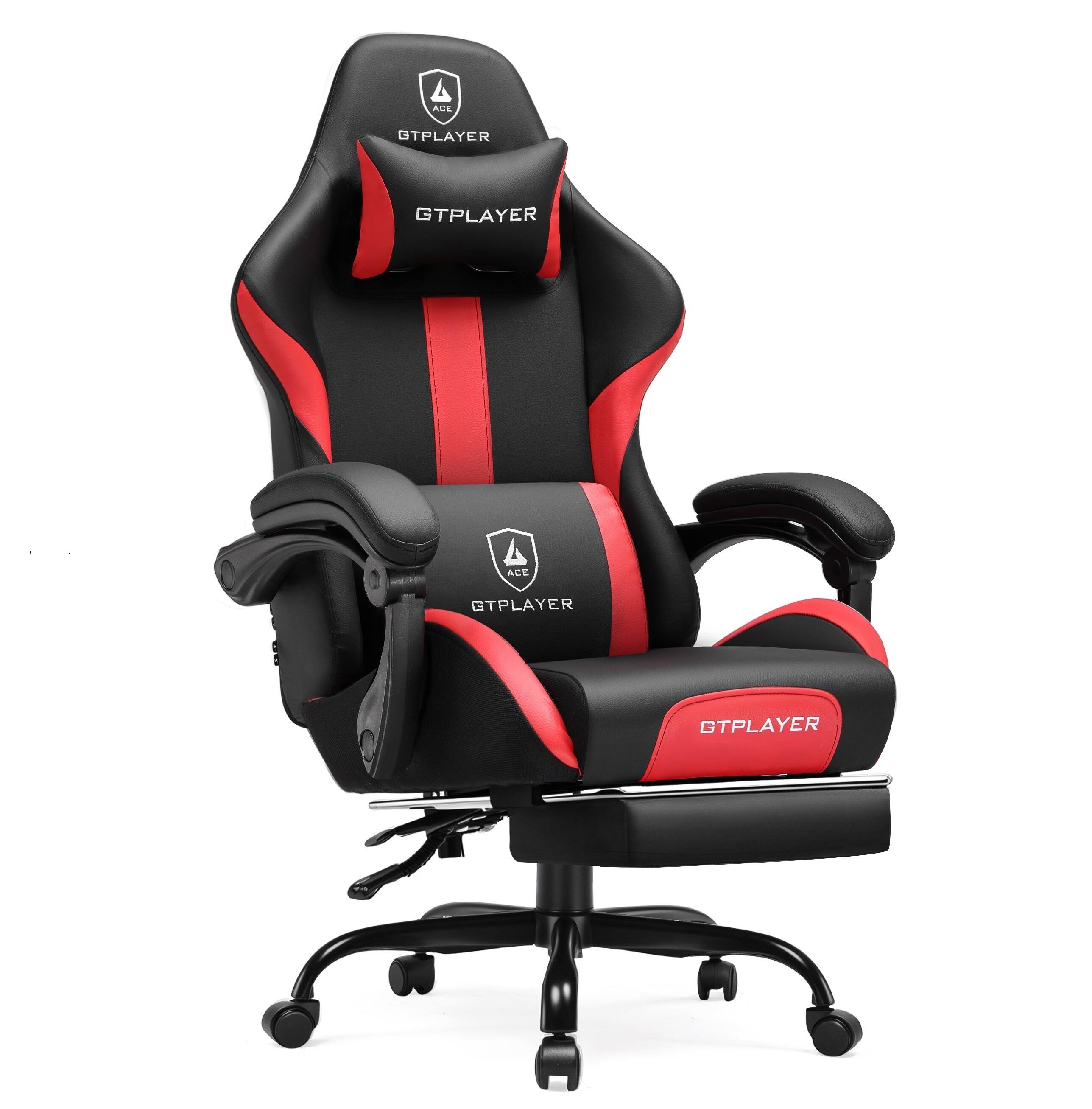 GTPlayer - Gaming Chair Faux Leather Ergonomic Computer Desk Chair - Red