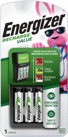Energizer - Recharge Value Charger for NiMH Rechargeable AA and AAA Batteries