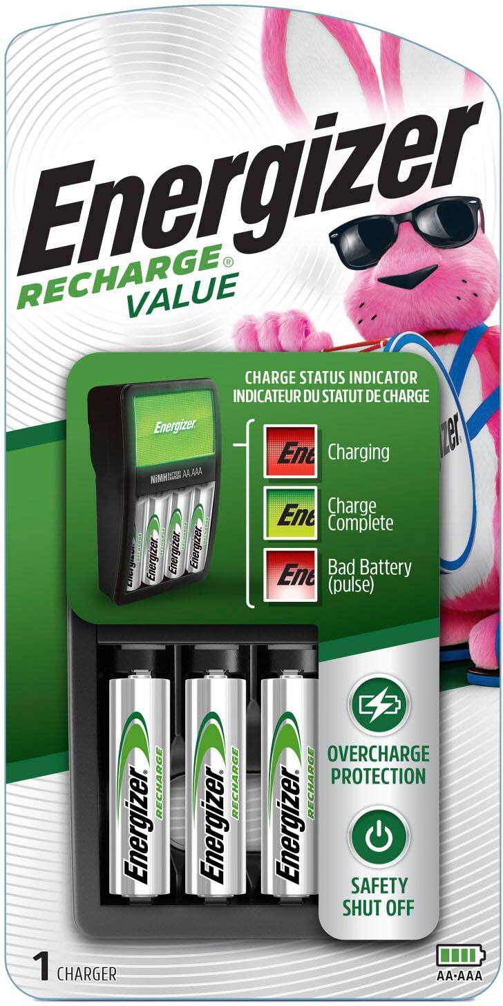 Energizer - Recharge Value Charger for NiMH Rechargeable AA and AAA Batteries
