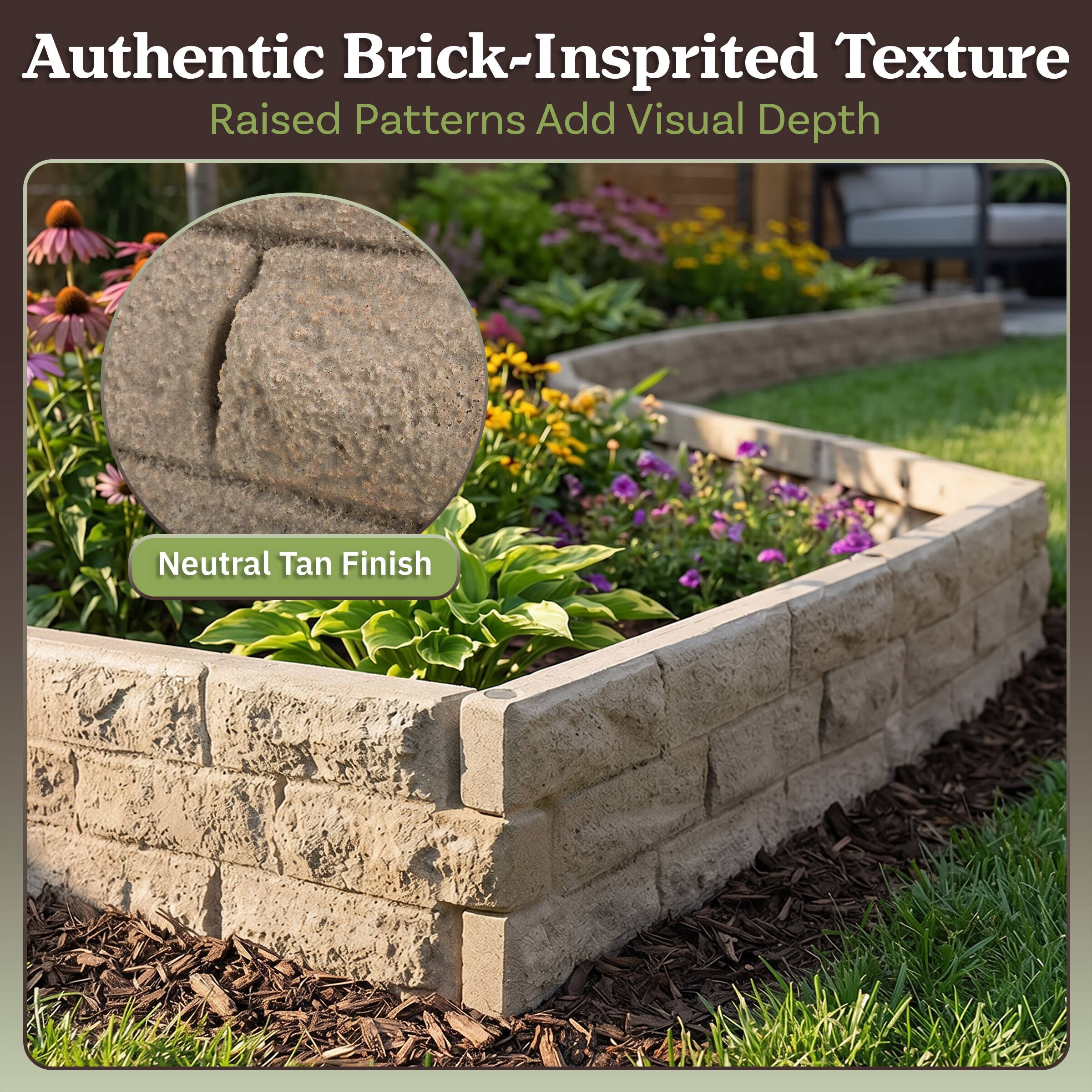 Authentic Brick-Inspired Texture  
Raised Patterns Add Visual Depth  
Neutral Tan Finish