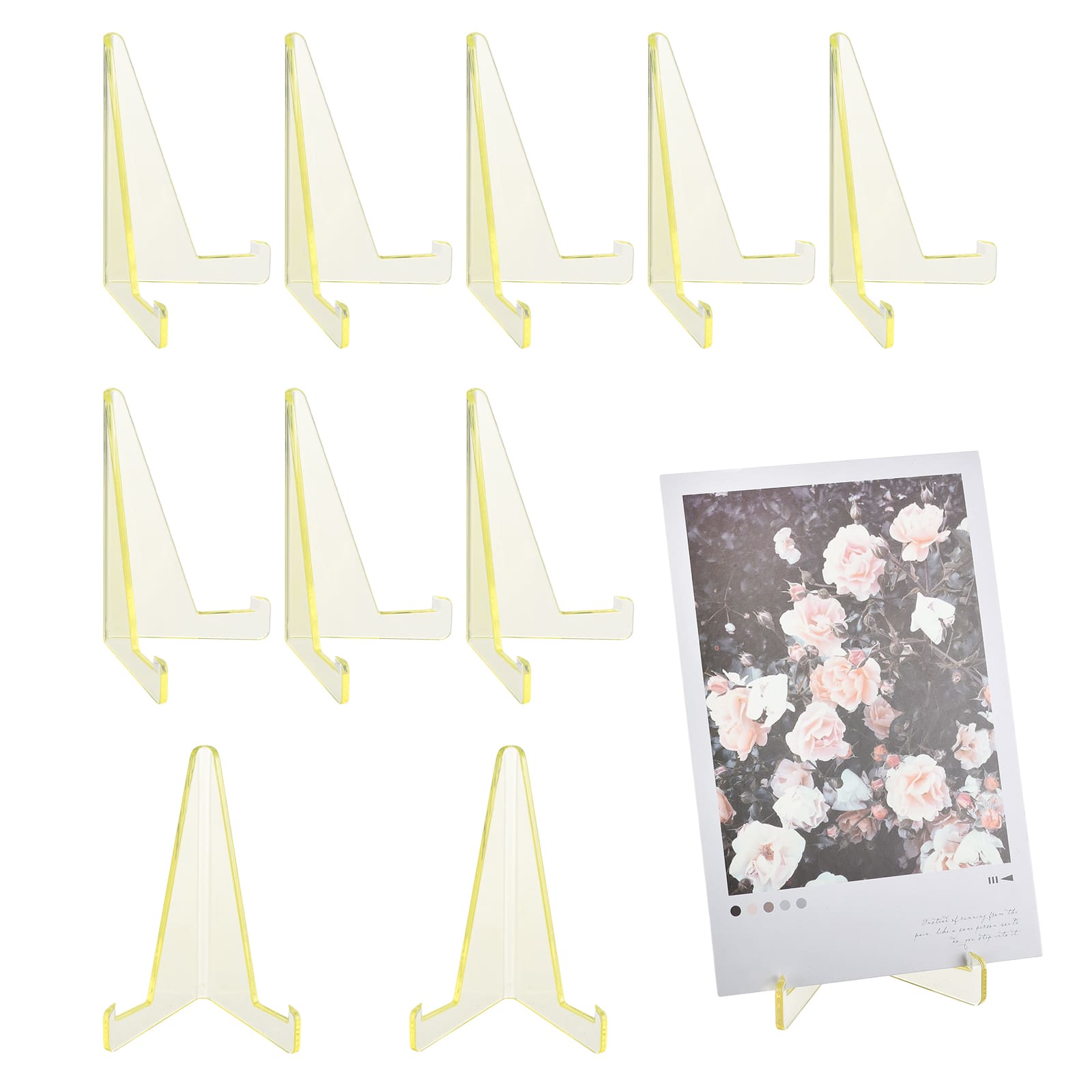 Unique Bargains - 10pcs Card Display Stand, 3.4" Clear Plastic Easel Stands Mini Picture Coin Display Easel Holder for Grade Card