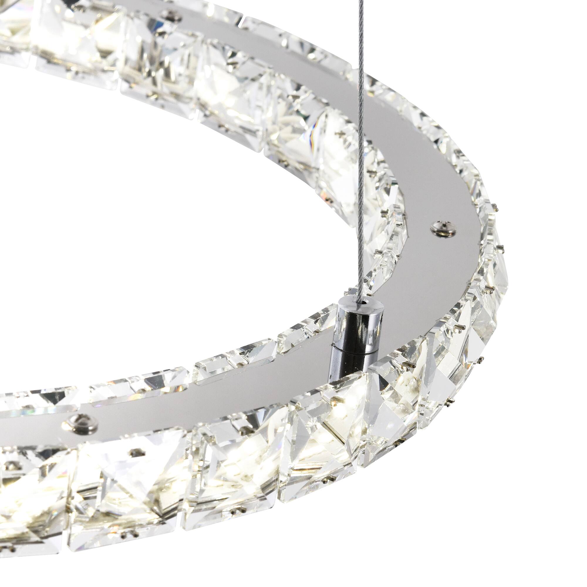 Left. CWI Lighting - Ring LED Chandelier With Chrome Finish - Stainless Steel.