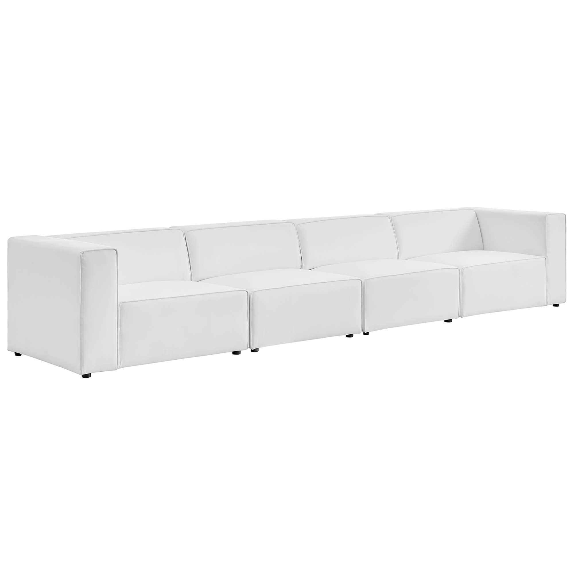 Mingle 4-Piece Vegan Leather Sectional Sofa by Modway - White